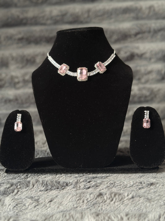 Light Pink Stone Jewellery Set