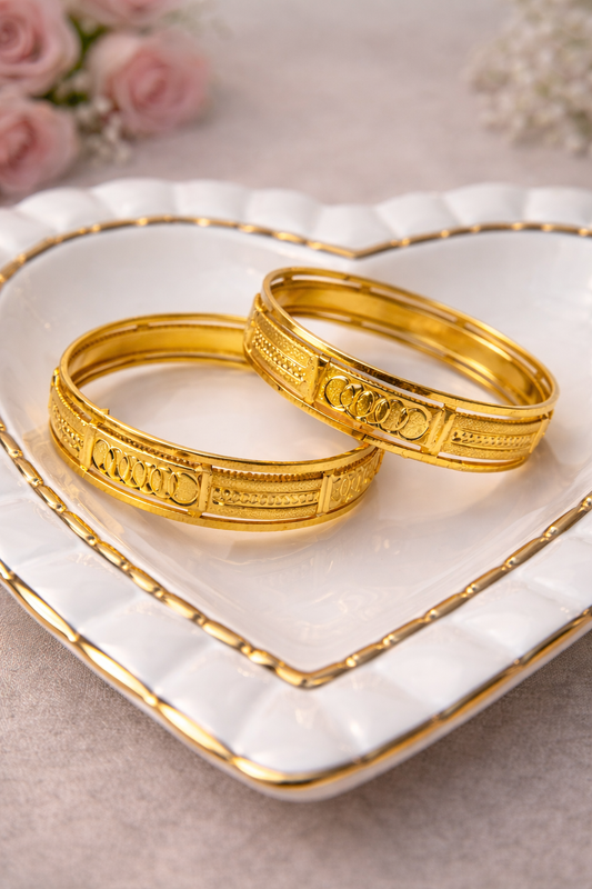 Elegant Micro Gold Bangles for Women | Lightweight Daily Wear Kada Set