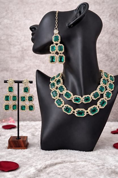 Necklace Set with Statement Earrings & Maang Tikka