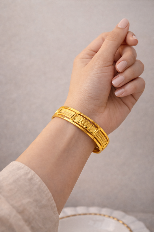 Elegant Micro Gold Bangles for Women | Lightweight Daily Wear Kada Set