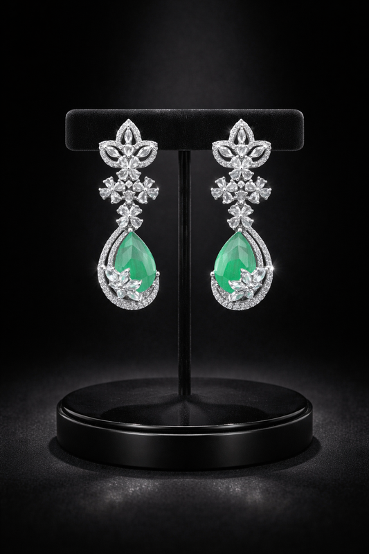 Emerald Luxe Floral AD Earrings