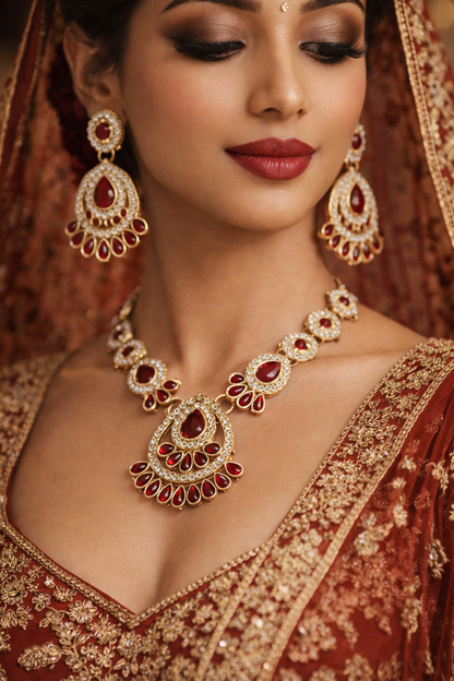 Ruby Royale Bridal Necklace Set