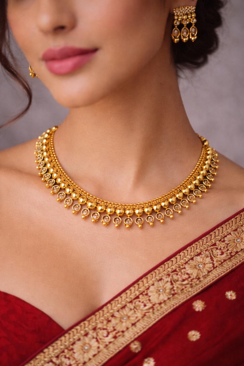 Royal Beaded 1gm Gold Plated Necklace Set