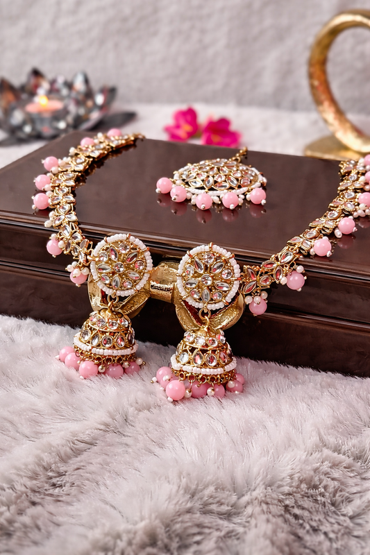Kundan Jhumka Earrings with Ear Chain
