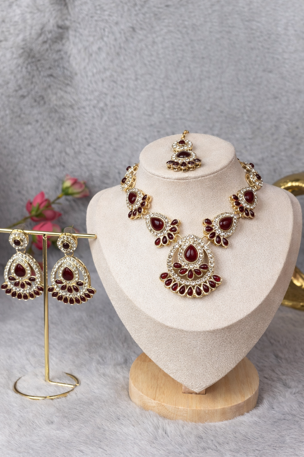 Ruby Royale Bridal Necklace Set