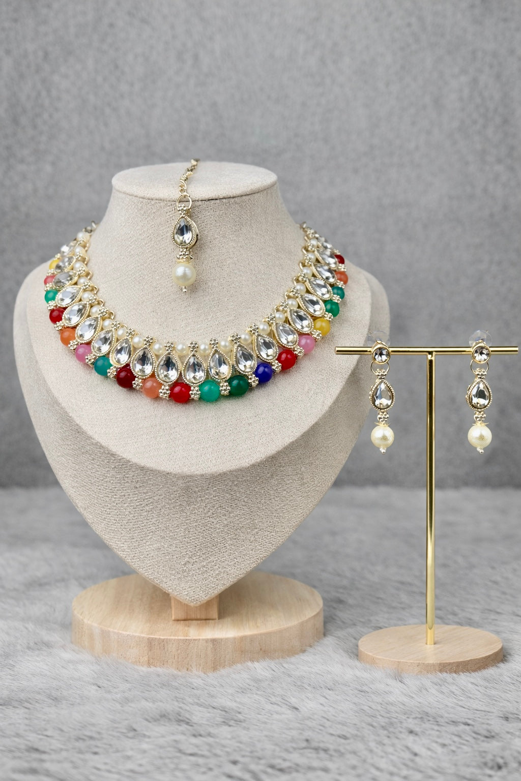 Multi-Color Pearl Kundan Jewellery Set