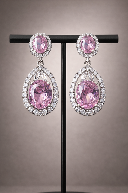 Celestia Diamond Halo Drop Earrings
