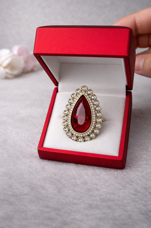 Ruby Teardrop Royal Ring