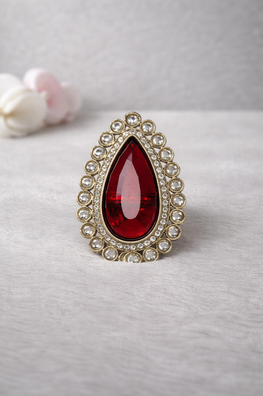 Ruby Teardrop Royal Ring