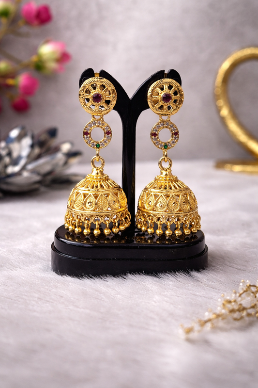 Micro Gold Plated Traditional Jhumka Earrings
