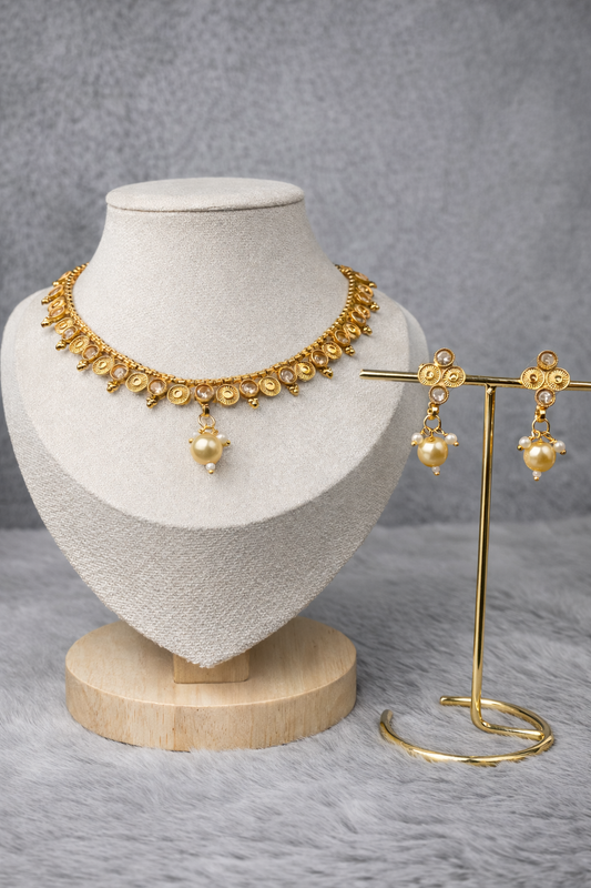 Sun Radiance 1gm Gold Plated Pearl Choker Set