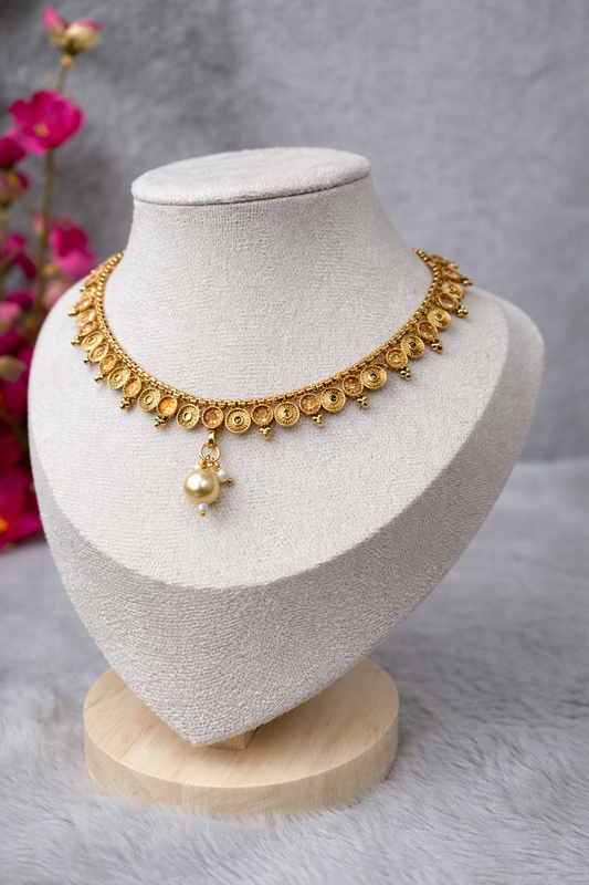 Sun Radiance 1gm Gold Plated Pearl Choker Set