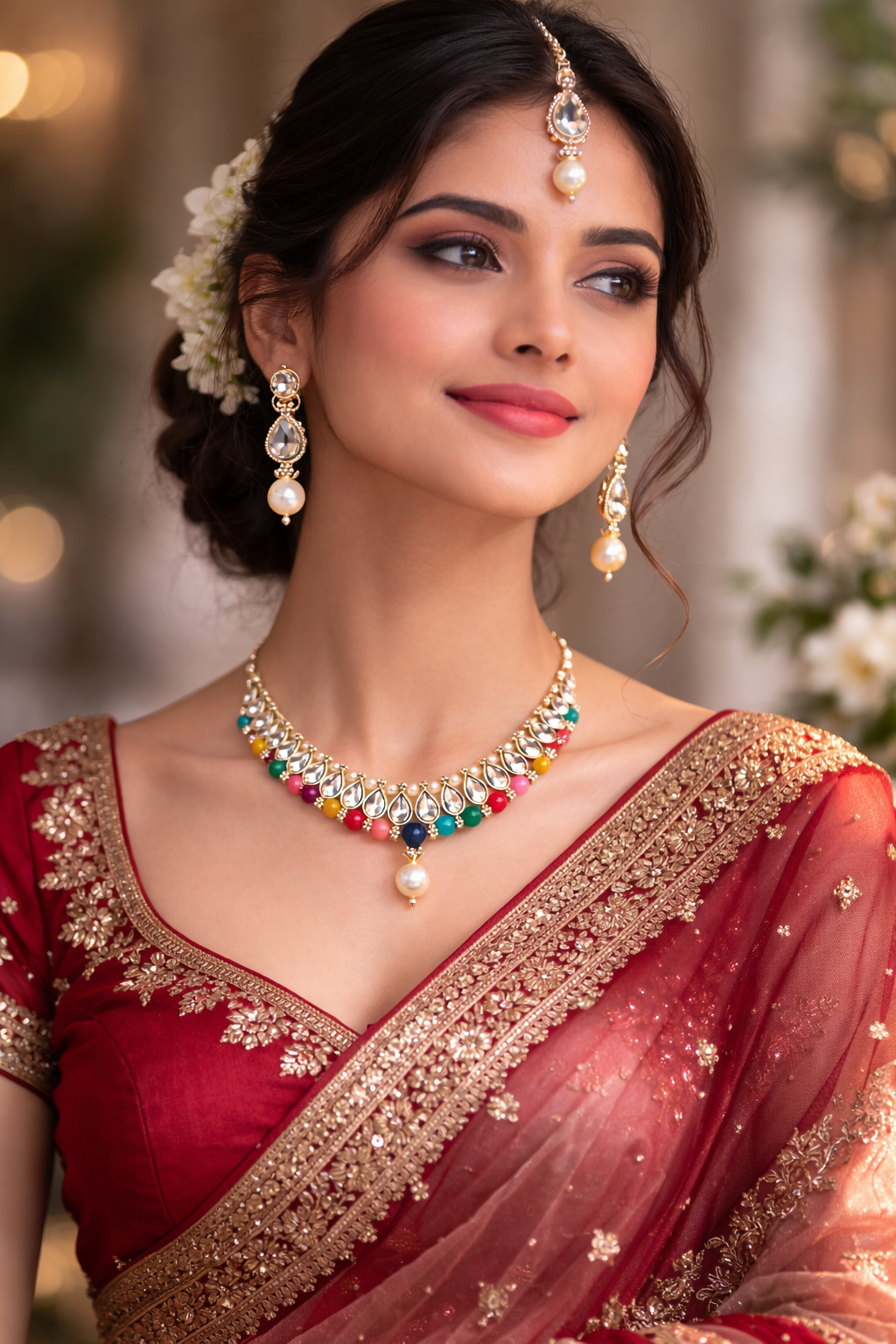 Multi-Color Pearl Kundan Jewellery Set