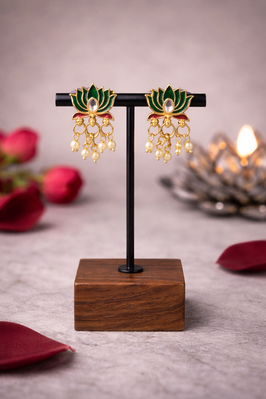 Lotus Meenakari Necklace Set – Festive & Wedding Jewellery