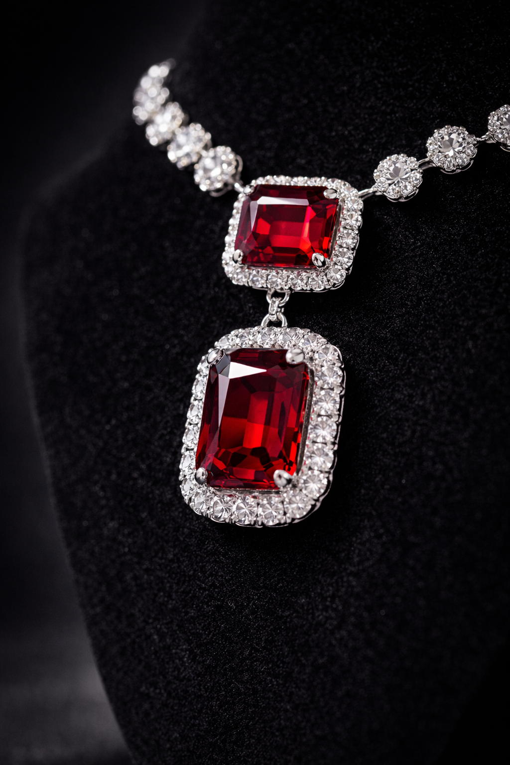 Red Stone Party Wear Necklace Set