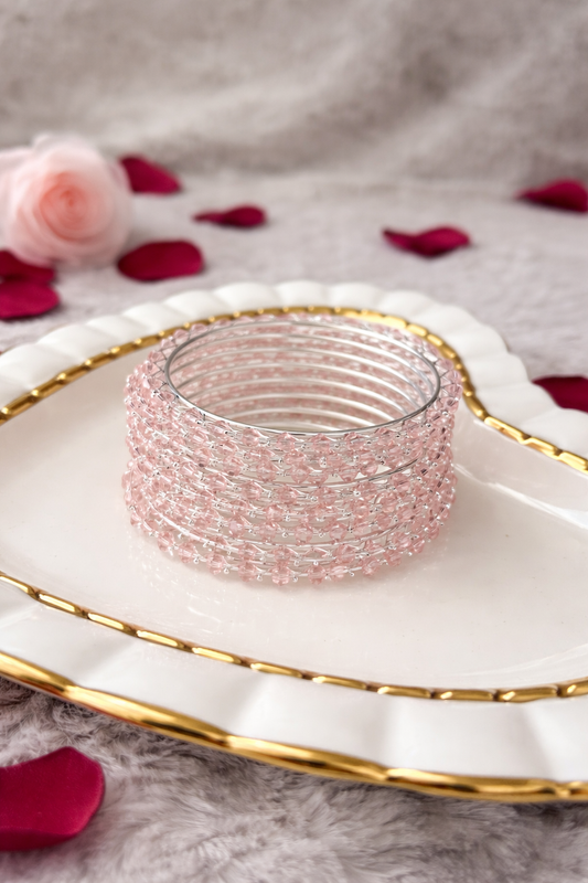 Blush Pink Crystal Stacked Bangles
