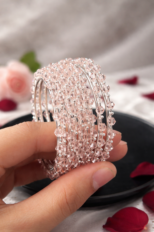 Blush Pink Crystal Stacked Bangles
