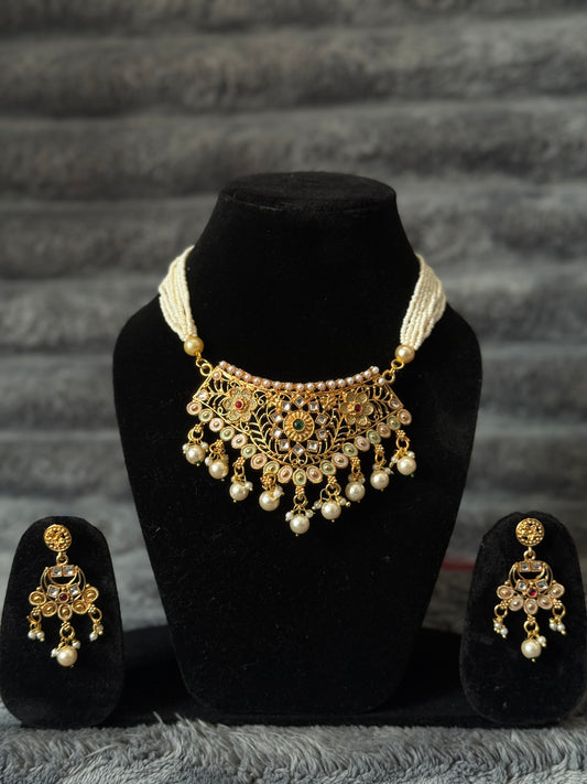 Traditional Kundan Pearl Ranihaar Choker – Premium Wedding Jewellery Set