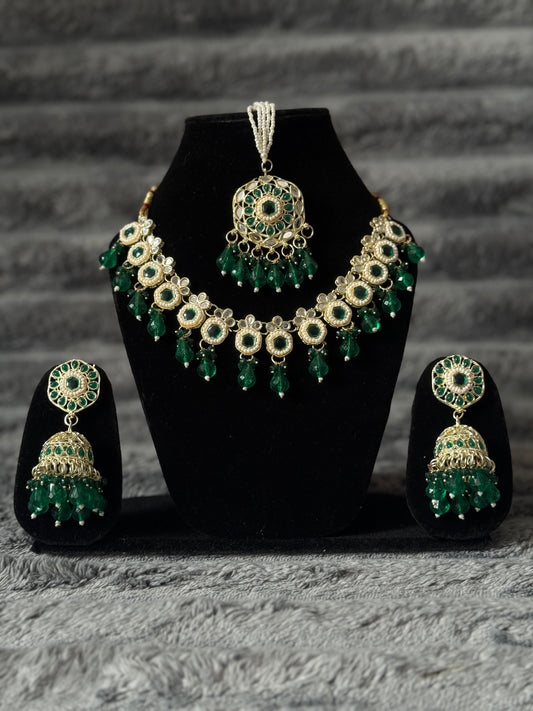 Emerald Green Kundan Set