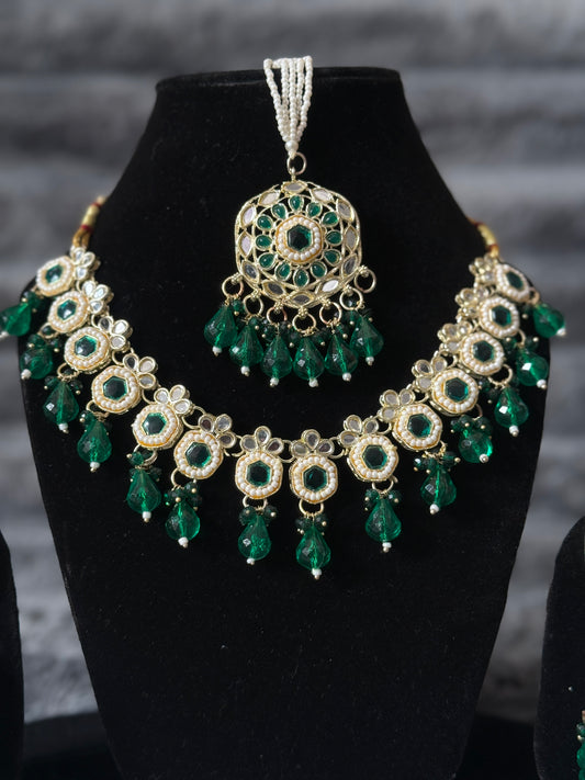 Emerald Green Kundan Set